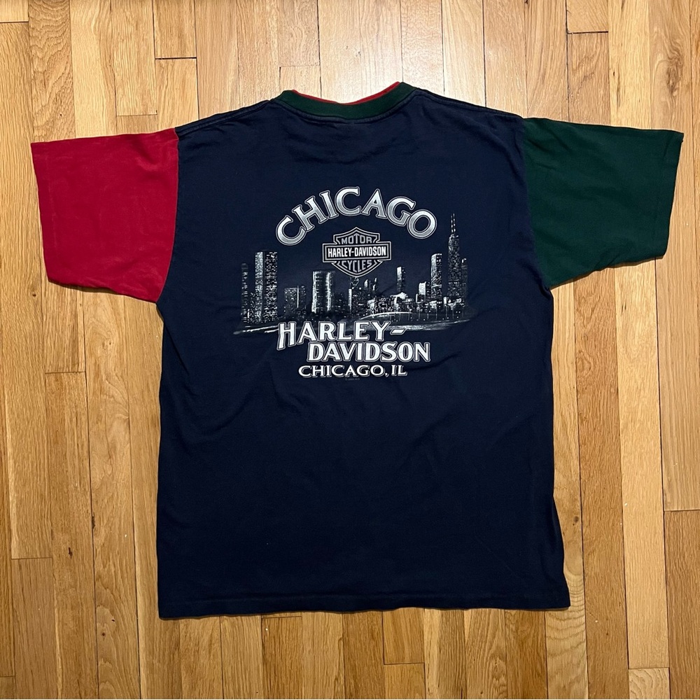 Vintage Harley Davidson 2005 Chicago Skyline Graphic Mens Large Colorblock